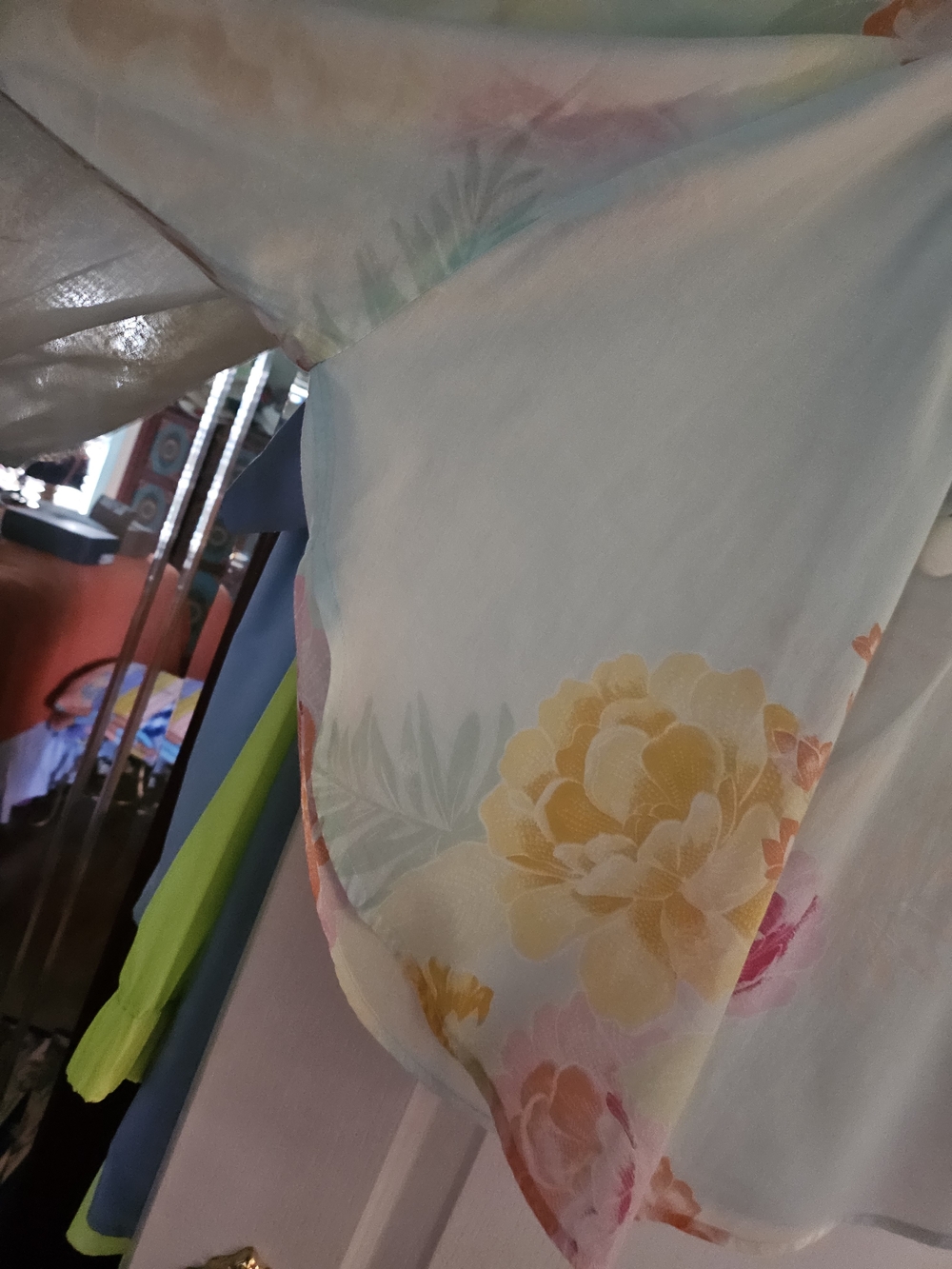FARM Rio Pastel Floral Peasant Blouse in Light Aqua - Picture 4 of 5